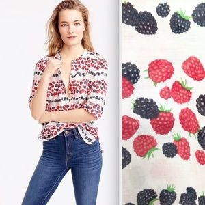 J.Crew cotton-silk popover shirt berry print